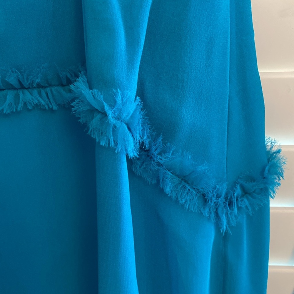 Exquisite turquoise high-end designer silk gown - Picture 15 of 15
